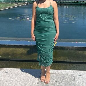 Hello Molly Strapless Ruched Green Dress